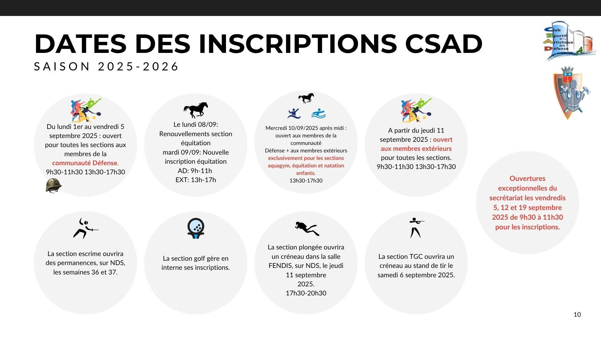 Dates inscriptions 2025-2026